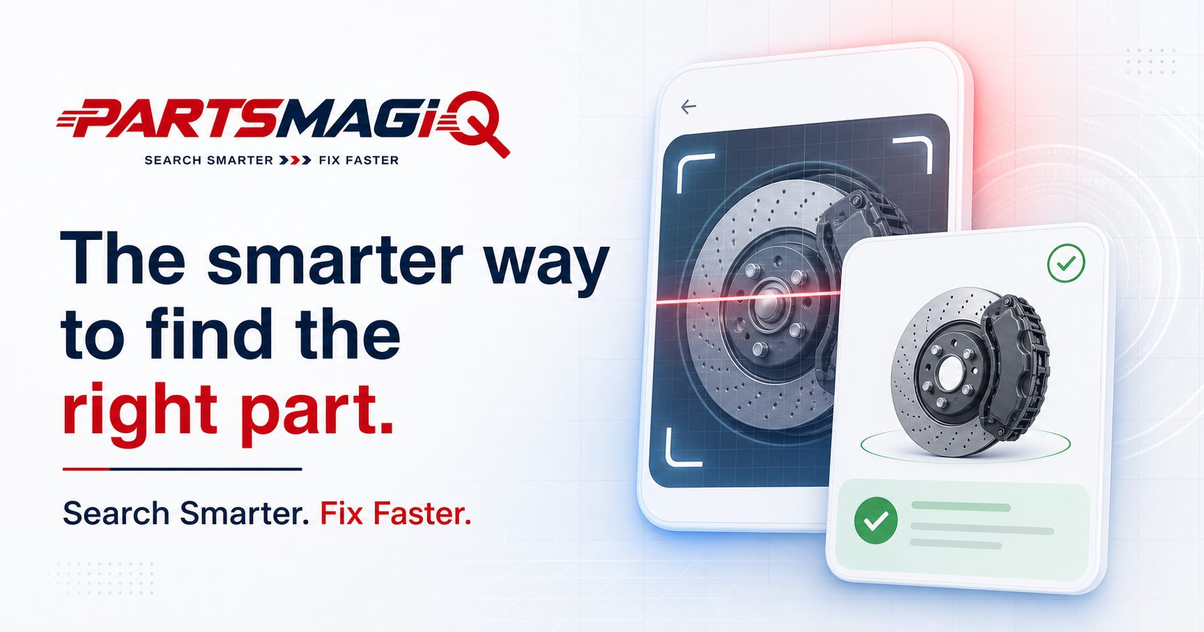 PARTSMAGiQ visual showing a brake disc scanned and confirmed in the app